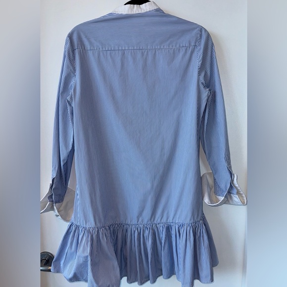 ALEXANDER MCQUEEN Blue & White Striped Shirt Dress | SZ: M - Picture 5 of 9